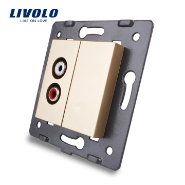 Livolo Gold Plastic Materials EU-Standardfunktionstaste für Audio-Steckdose C7-1AD-13